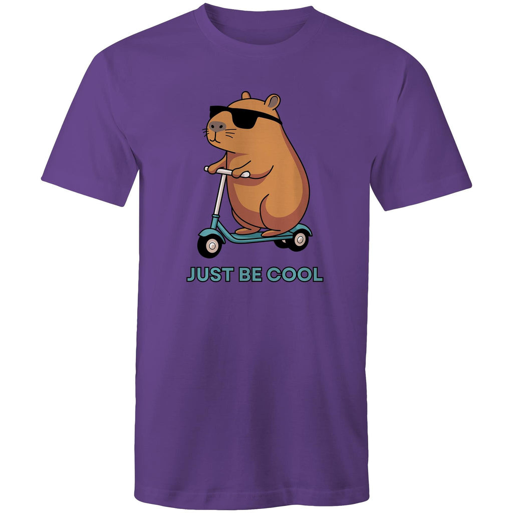 Just Be Cool, Capybara - Mens T-Shirt Purple Mens T-shirt animal Printed In Australia