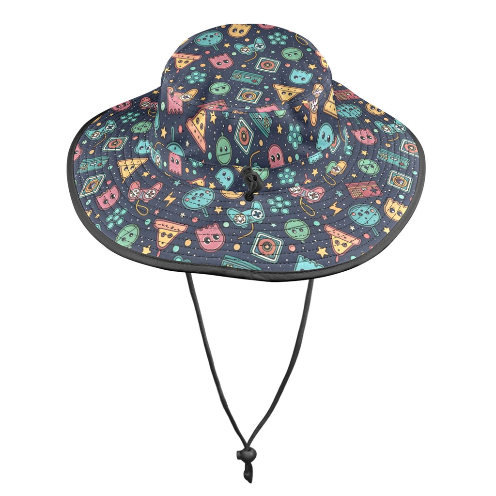 Video Game Wide Brim Bucket Hat Wide Brim Bucket Hat Games Printed Offshore Retro