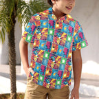 Comic Book Squares Junior Kids Hawaiian Shirt