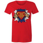 Super Mum - Womens T-shirt Red Womens T-shirt comic Mum Printed In Australia