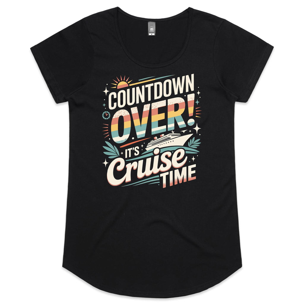 Countdown Over, Its Cruise Time Womens Cruise Scoop Neck T-Shirt Black Womens Cruise Scoop Neck T-shirt Cruise Printed In Australia