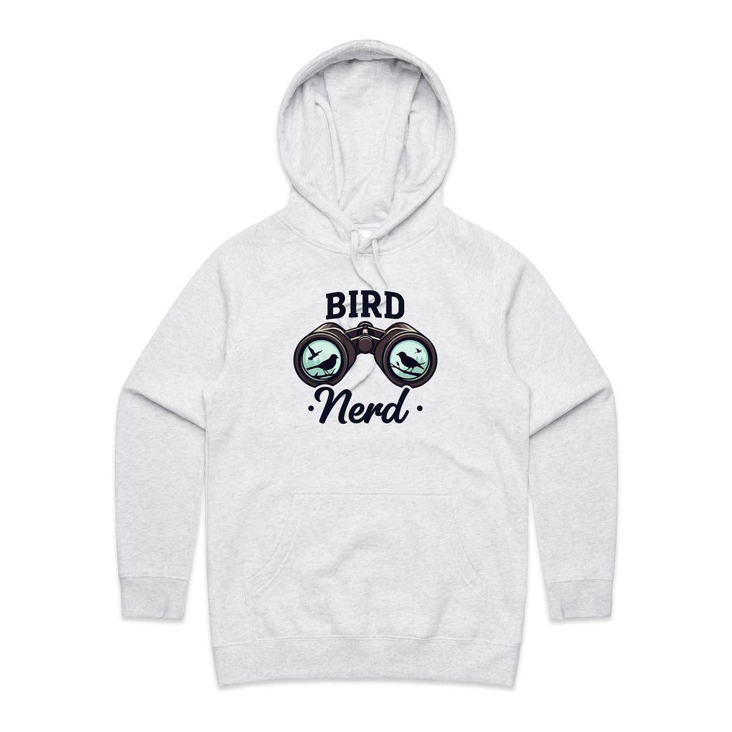 Bird Nerd - Womens Hoodie White Marle Womens Hoodie animal Printed In Australia