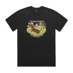 Dachshund, I've Got Friends In Low Places AS Colour Heavy Faded Tee Unisex Faded Black Heavy Faded T-shirt animal Printed In Australia