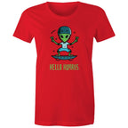 Hello Humans, Alien - Womens T-shirt Red Womens T-shirt Printed In Australia Sci Fi