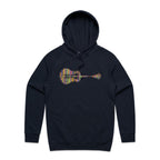 Guitar Reflection In Colour - Mens Hoodie Navy Mens Hoodie Music Printed In Australia