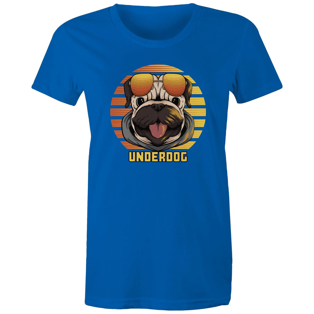Underdog - Womens T-shirt Bright Royal Womens T-shirt animal Printed In Australia