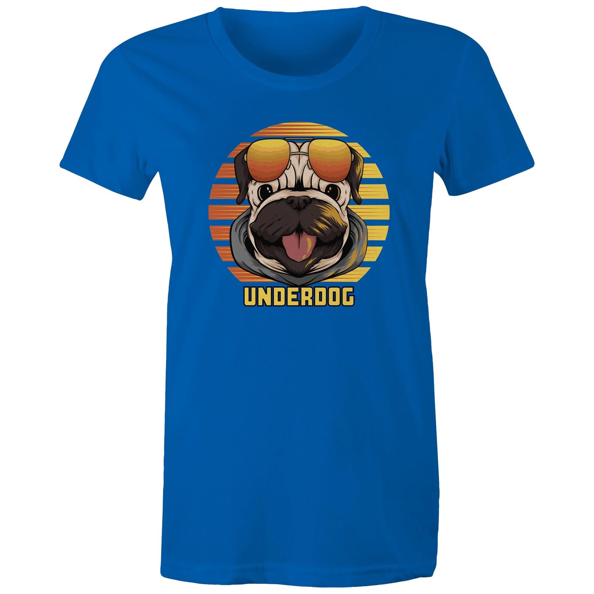 Underdog - Womens T-shirt Bright Royal Womens T-shirt animal Printed In Australia