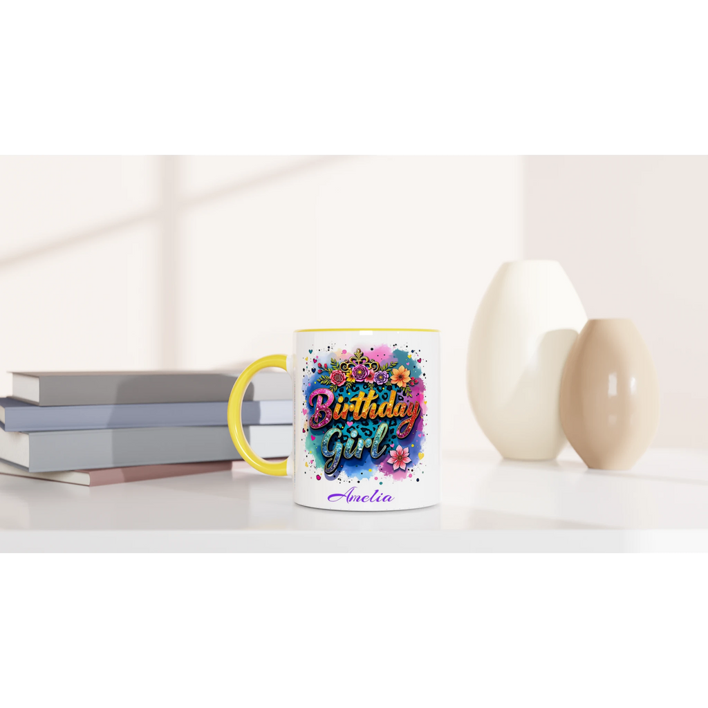 Personalise - Birthday Girl - 11oz Ceramic Mug Personalised 11oz Mug Birthday customise Globally Fulfilled Name personalise