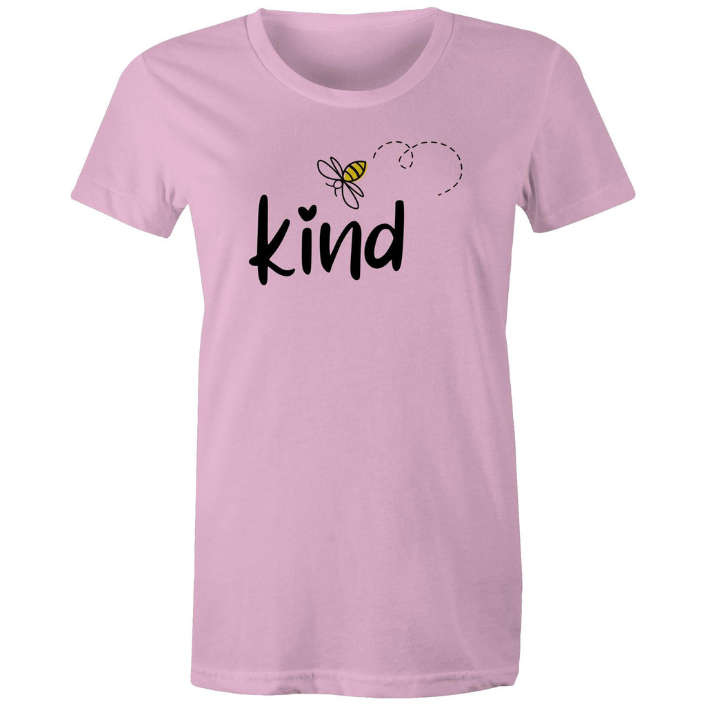 Bee Kind - Womens T-shirt Pink Womens T-shirt Kindness Printed In Australia
