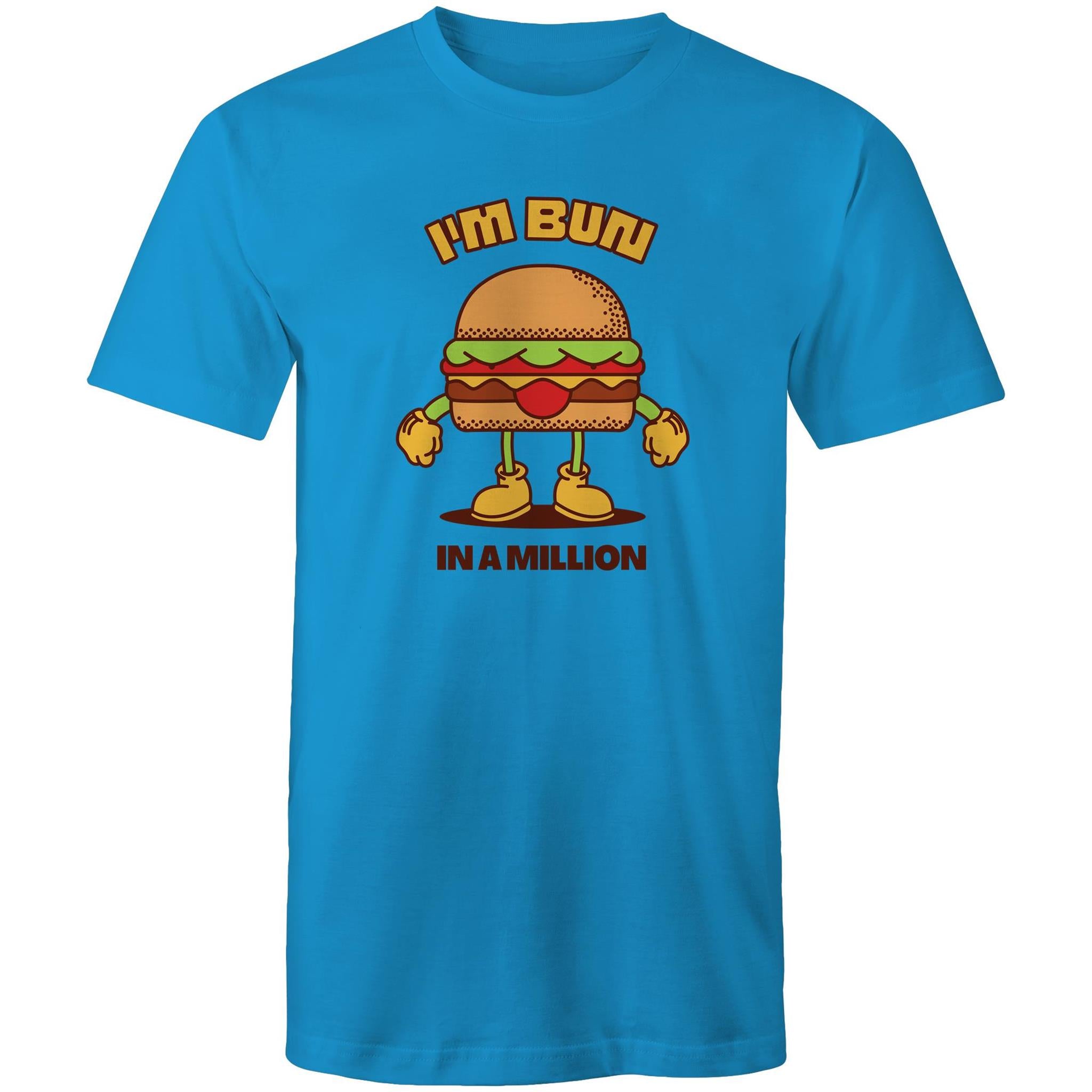 I'm Bun In A Million, Hamburger - Mens T-Shirt Arctic Blue Mens T-shirt Food Printed In Australia