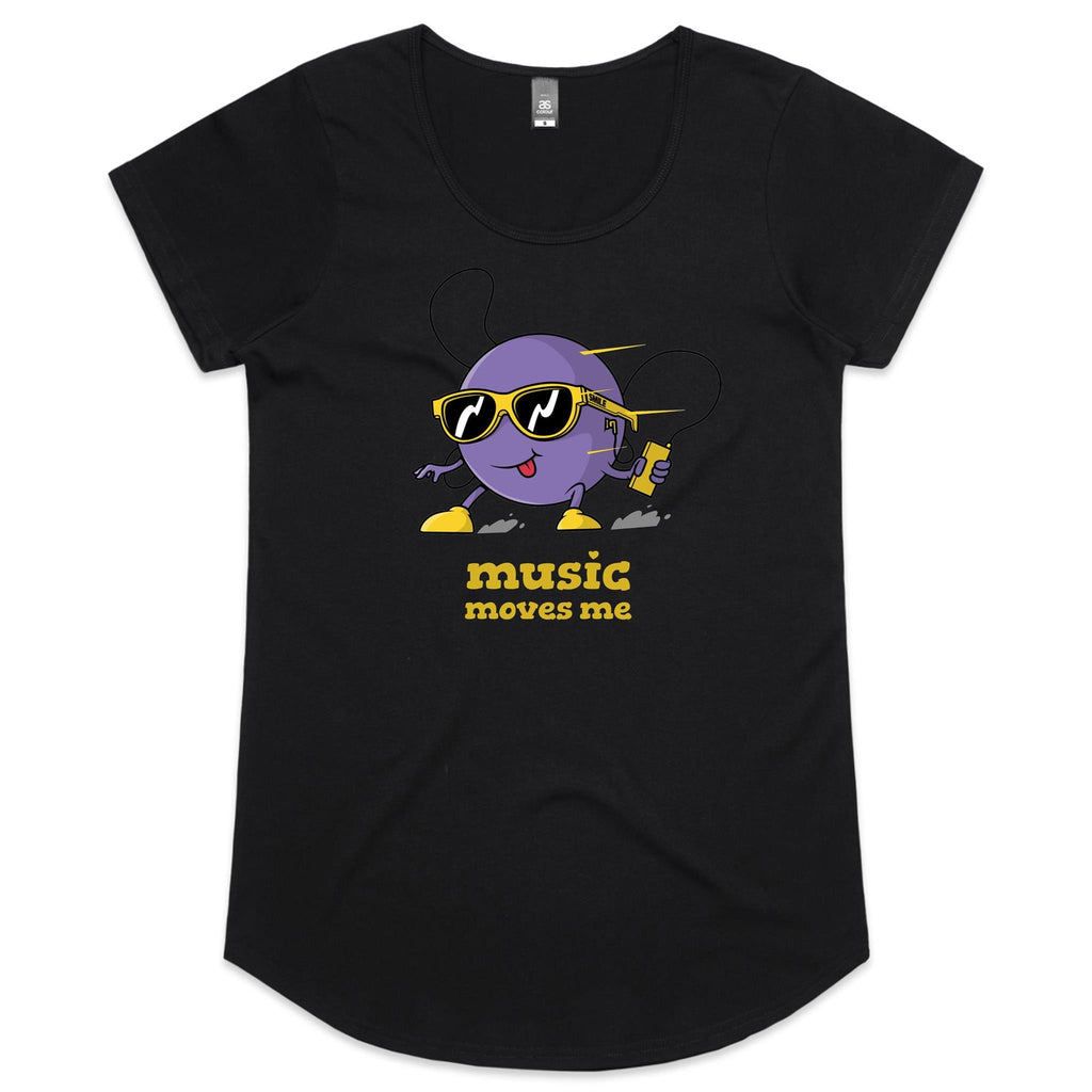 Music Moves Me - Womens Scoop Neck T-Shirt Black Womens Scoop Neck T-shirt Music Printed In Australia