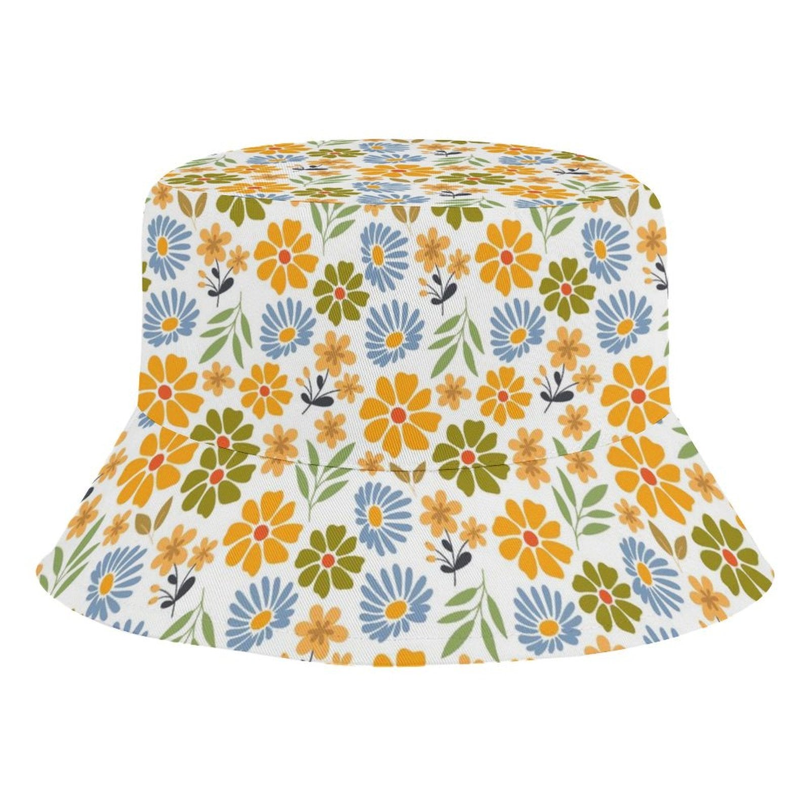 Retro Boho Flowers - Kids Bucket Hat black Kids Bucket Hat Plants Printed Offshore