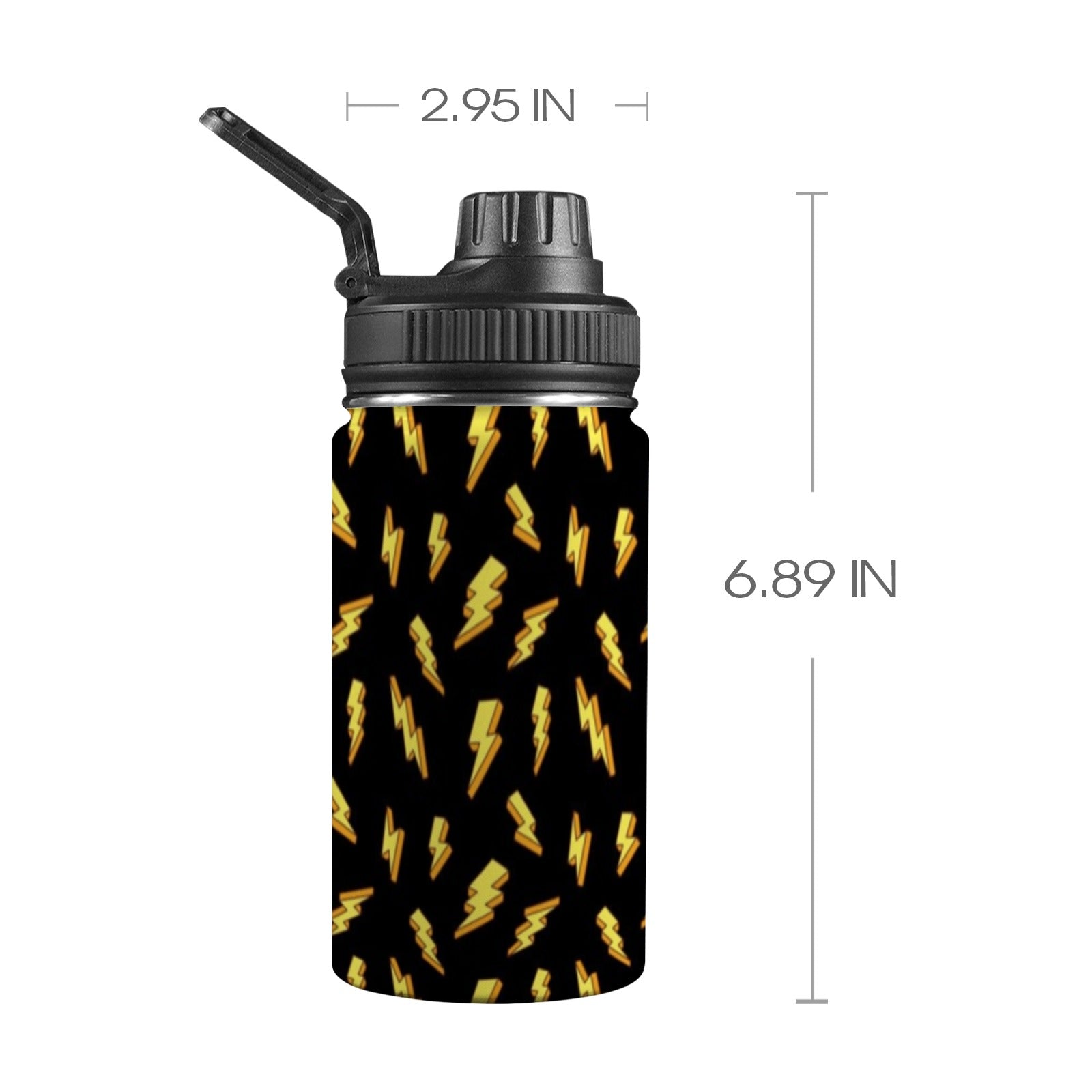 Lightning Bolts - Kids Water Bottle with Chug Lid (12 oz) One Size Kids Water Bottle with Chug Lid comic Printed Offshore
