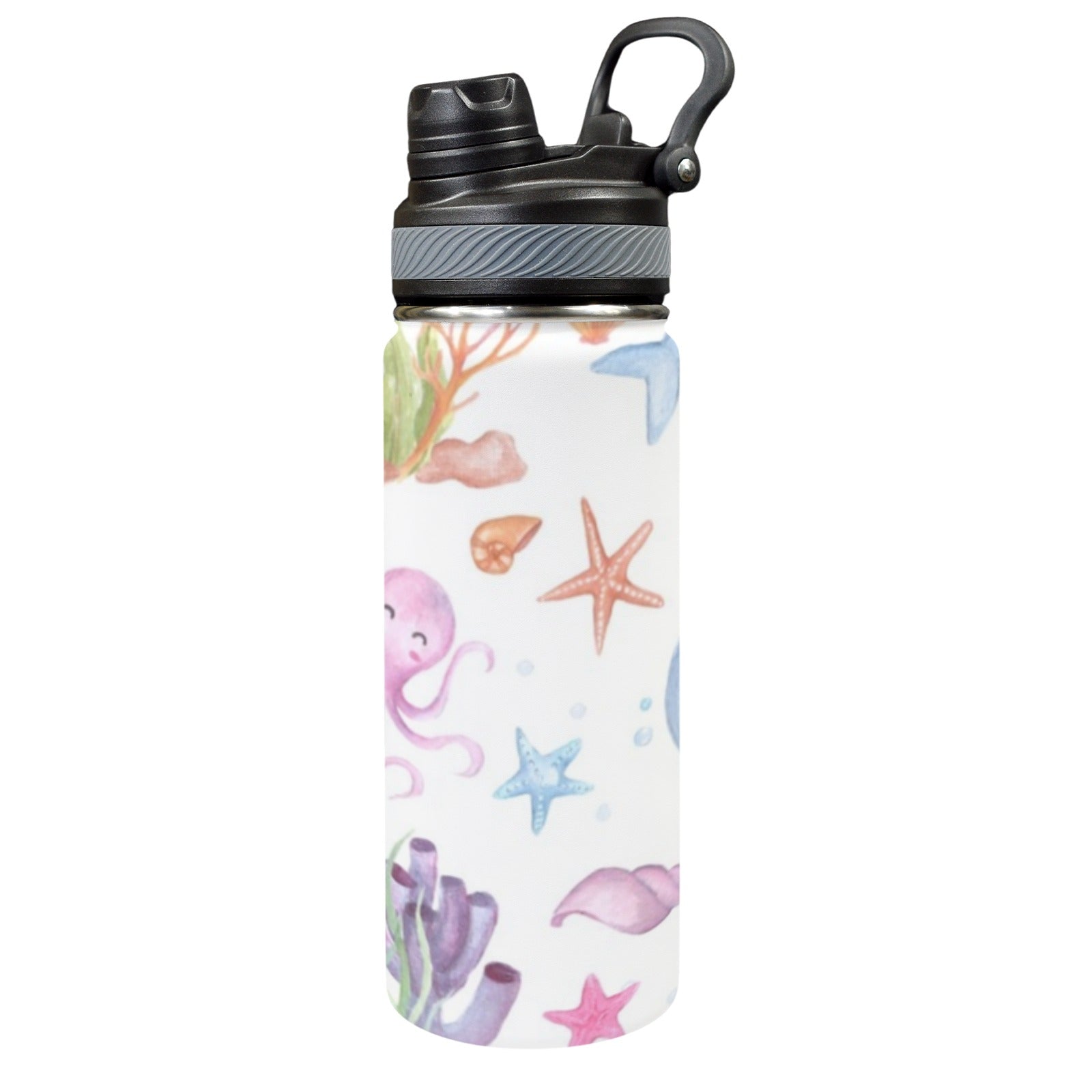 Under The Sea - Insulated Water Bottle with Dual-Use Lid (18oz) One Size Insulated Water Bottle with Dual-Use Lid (18oz) Ocean Printed Offshore