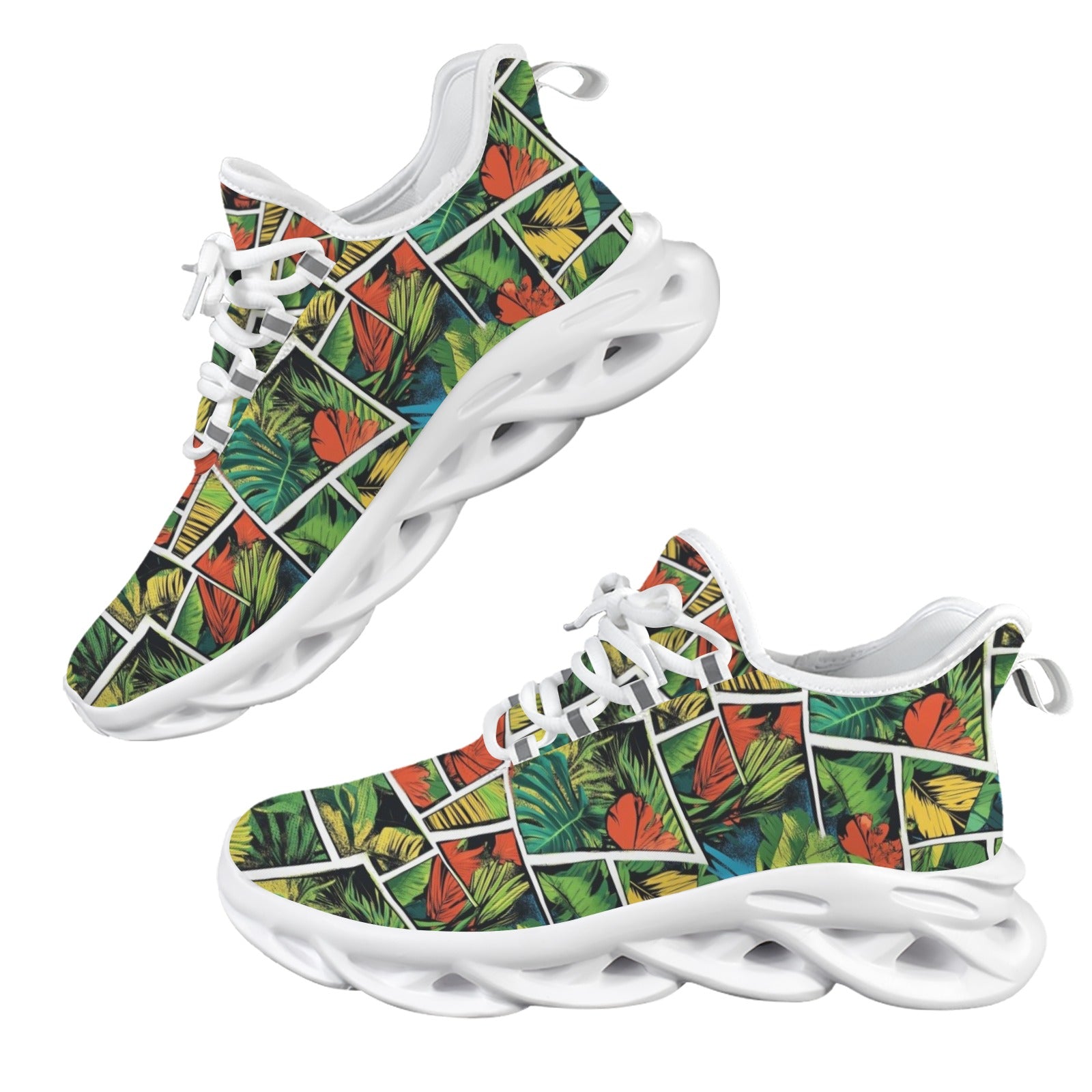 Tropical Comic Book Style Women's Twisted Sole Sneakers