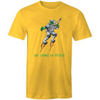 We Come In Peace, Alien - Mens T-Shirt Yellow Mens T-shirt Printed In Australia Sci Fi