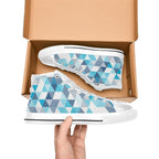 Blue Triangles - Women's High Top Canvas Shoes