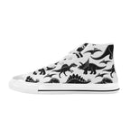 Black And White Dinosaurs - Men's High Top Canvas Shoes