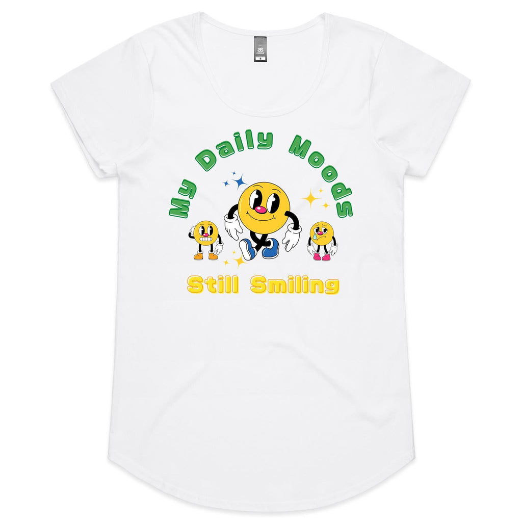 My Daily Moods - Womens Scoop Neck T-Shirt White Womens Scoop Neck T-shirt Printed In Australia