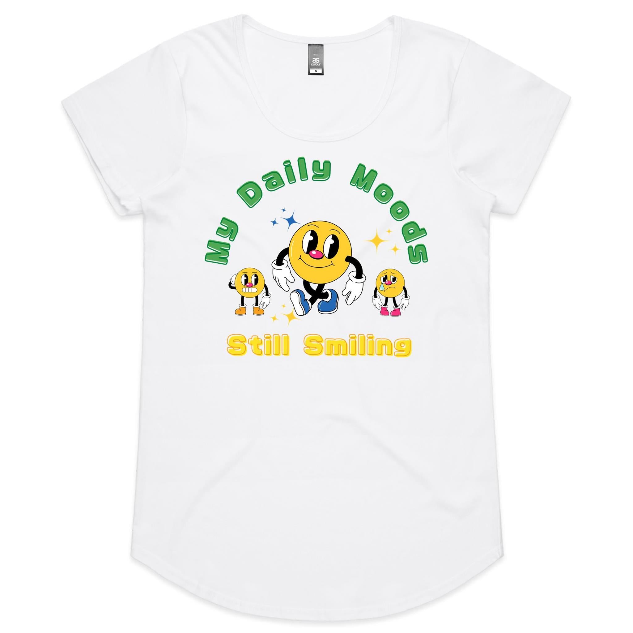 My Daily Moods - Womens Scoop Neck T-Shirt White Womens Scoop Neck T-shirt Printed In Australia