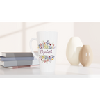 Personalise - Flower Frame Name - White Latte 17oz Ceramic Mug Personalised Latte Mug customise Globally Fulfilled Name Plants