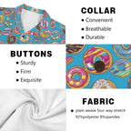 Doughnuts On Blue Men's Short Sleeve Hawaiian Shirt Men's Hawaiian Shirt (New) Food Printed Offshore