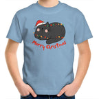 Cat Merry Christmas - Kids Youth T-Shirt Carolina Blue Kids Christmas T-shirt Christmas Printed In Australia