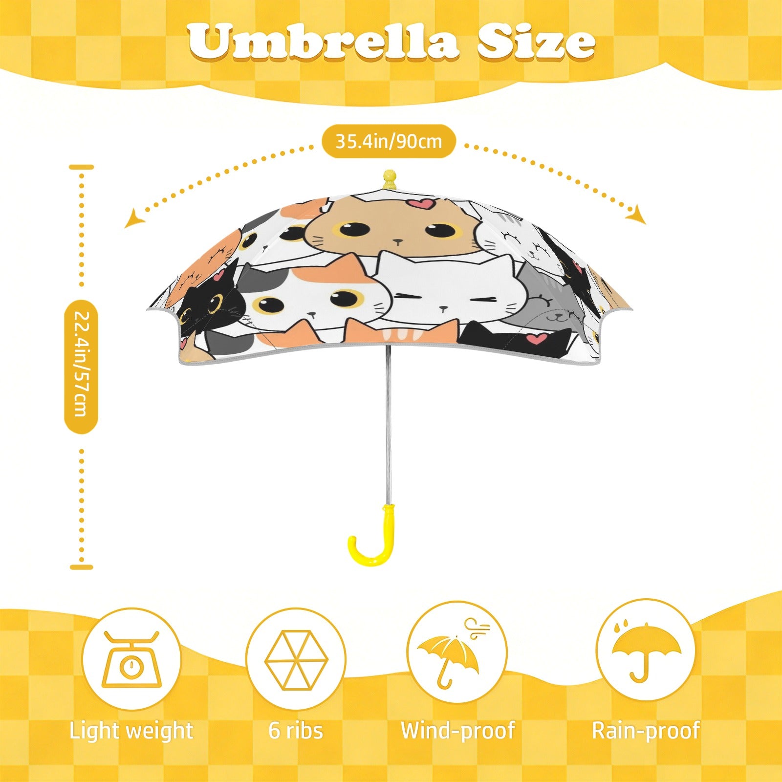 Cute Cartoon Cats Kids Safe Round Corner Umbrella Kids Safe Round Corner Umbrella animal Printed Offshore