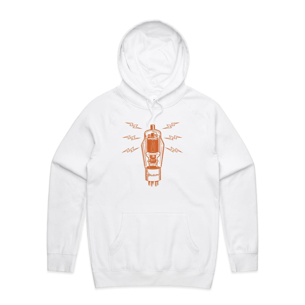 Vintage Guitar Vacuum Tube, Amp - Mens Hoodie White Mens Hoodie Music Printed In Australia