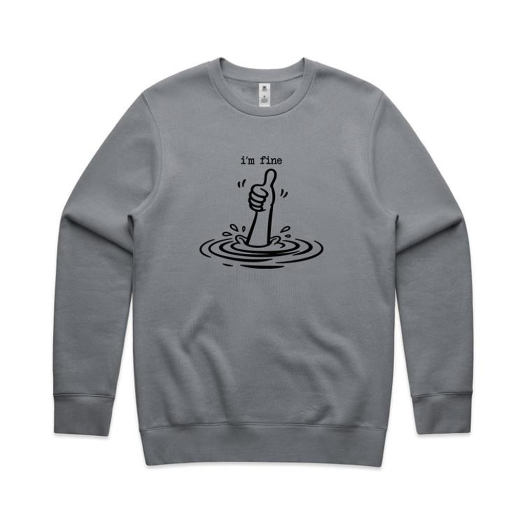 I'm Fine Drowning Thumbs Up AS Colour Stencil Crew Sweatshirt