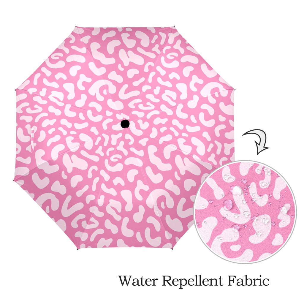 Pink Leopard - Semi-Automatic Foldable Umbrella (Model U12) Semi-Automatic Foldable Umbrella (U12)