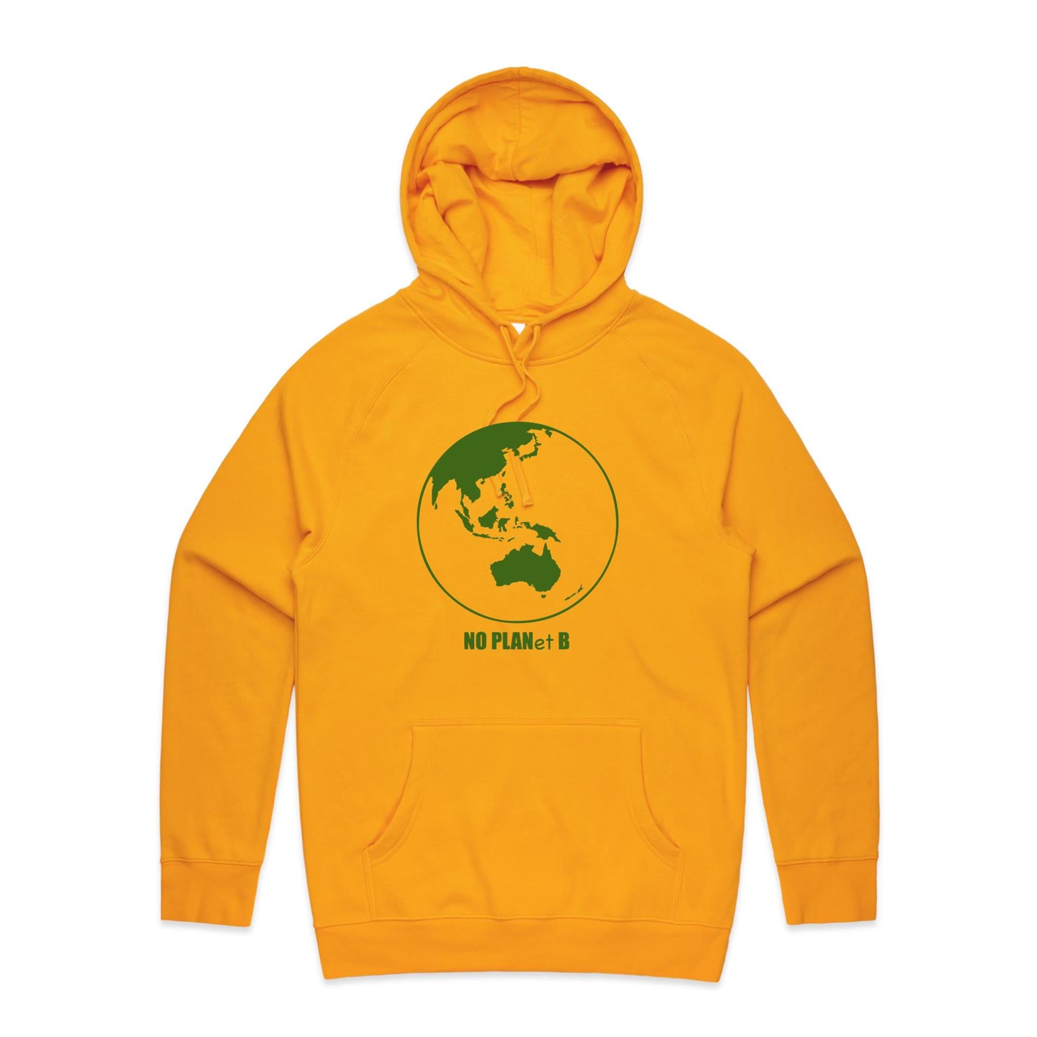 No Planet B - Mens Hoodie Gold Mens Hoodie Environment Printed In Australia