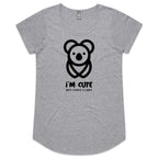 Koala, I'm Cute But I Have Claws- Womens Scoop Neck T-Shirt Grey Marle Womens Scoop Neck T-shirt animal Printed In Australia