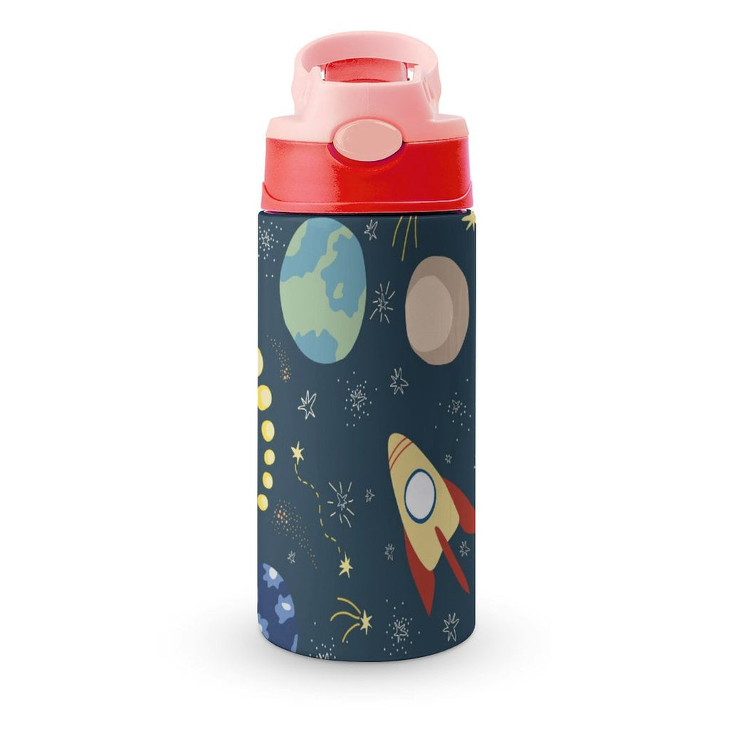 Space And Rocket Ship - Little Kids Water Bottle pink 350ml Little Kids Water Bottle Printed Offshore Space
