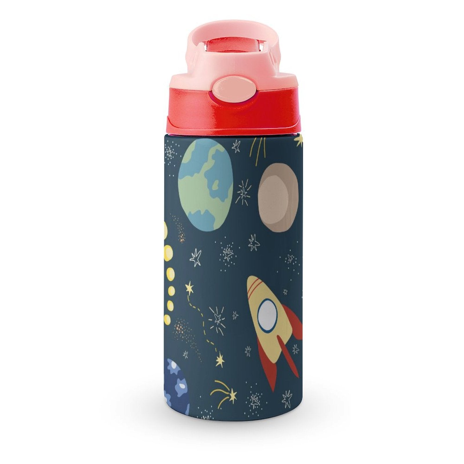 Space And Rocket Ship - Little Kids Water Bottle pink 350ml Little Kids Water Bottle Printed Offshore Space