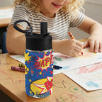 Blue Comic Book 12oz Kids Water Bottle with Straw Lid