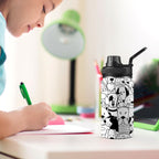 Black And White Dogs - Kids Water Bottle with Chug Lid (12 oz) Kids Water Bottle with Chug Lid animal Printed Offshore