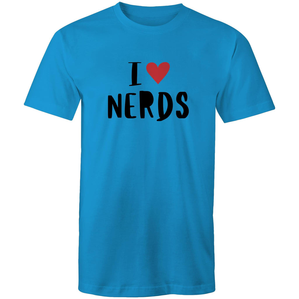 I Love Nerds, Heart - Mens T-Shirt Arctic Blue Mens T-shirt Love Printed In Australia
