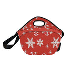 Red Snowflakes, Christmas - Neoprene Lunch Bag Neoprene Lunch Bag Printed Offshore