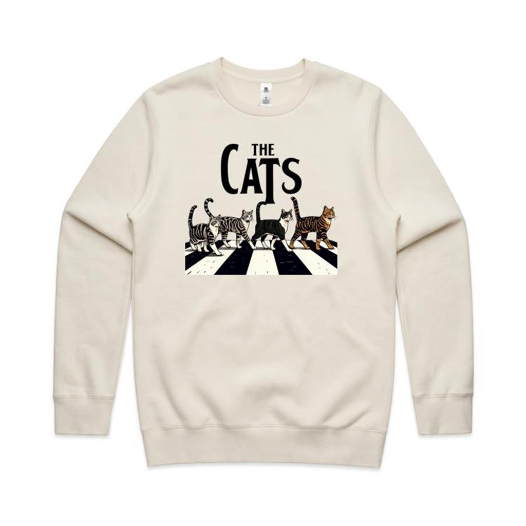 The Cats - AS Colour Stencil Crew Sweatshirt Ecru Sweatshirt animal Music Printed In Australia