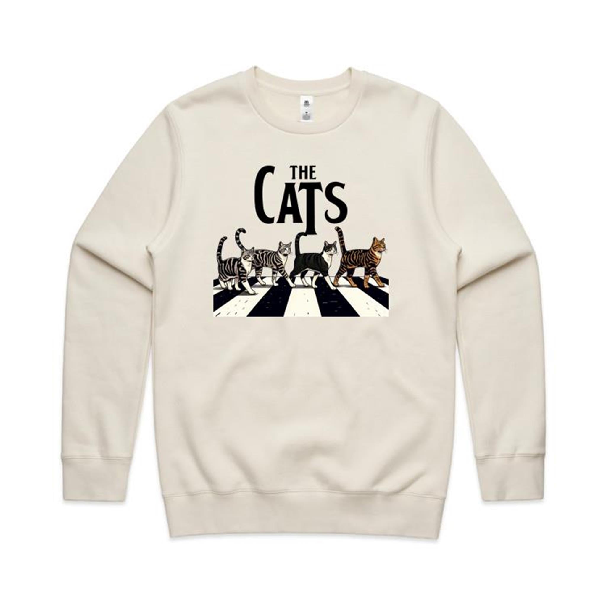 The Cats - AS Colour Stencil Crew Sweatshirt Ecru Sweatshirt animal Music Printed In Australia