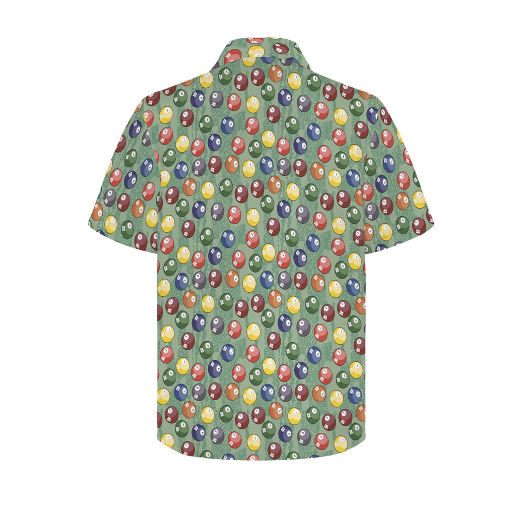 Pool Balls Men's Short Sleeve Hawaiian Shirt Men's Hawaiian Shirt (New) Games Printed Offshore