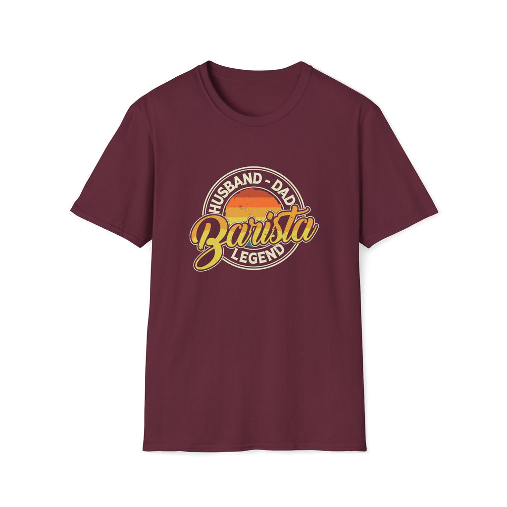 Husband Dad Barista Legend Unisex T-Shirt Maroon Unisex Adult T-shirt Coffee Dad Globally Fulfilled