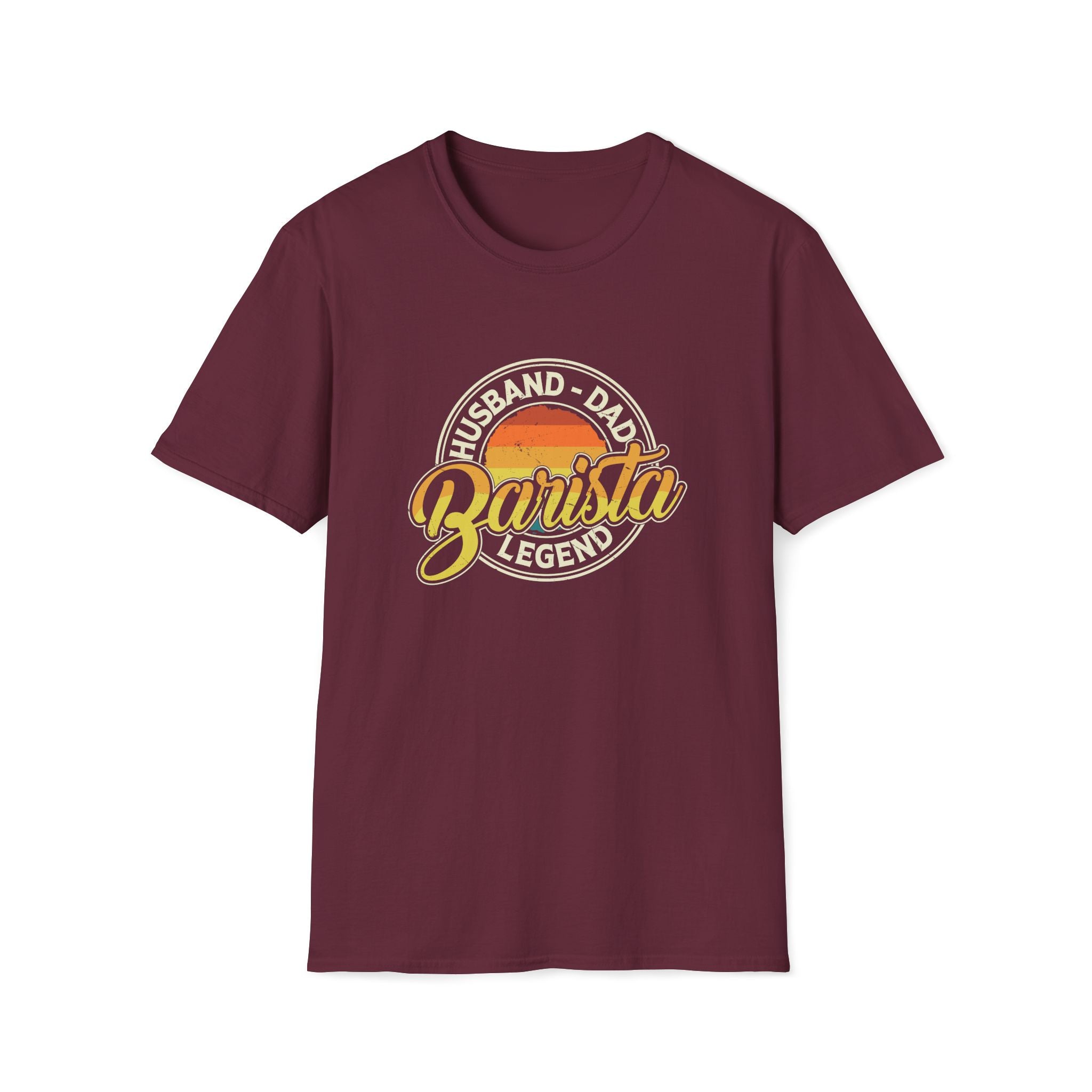 Husband Dad Barista Legend Unisex T-Shirt Maroon Unisex Adult T-shirt Coffee Dad Globally Fulfilled