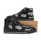 Daisy On Black - Women's High Top Canvas Shoes