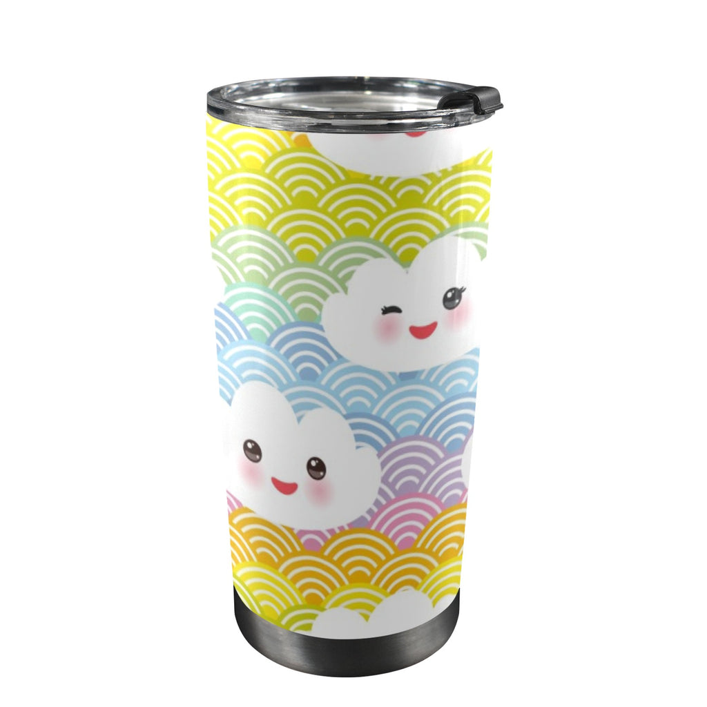 Cute Clouds - 20oz Mobile Tumbler with Lid (Black Lock) One Size 20oz Travel Mug Printed Offshore