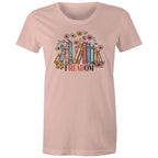 Freedom, Reading Books - Womens T-shirt Pale Pink Womens T-shirt Printed In Australia Reading