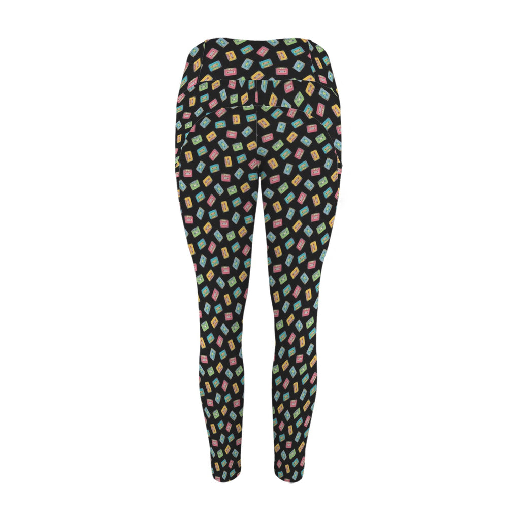Colourful Cassettes Women's High Waist Pockets Yoga Leggings Women's High Waist Pockets Yoga Leggings Music Printed Offshore