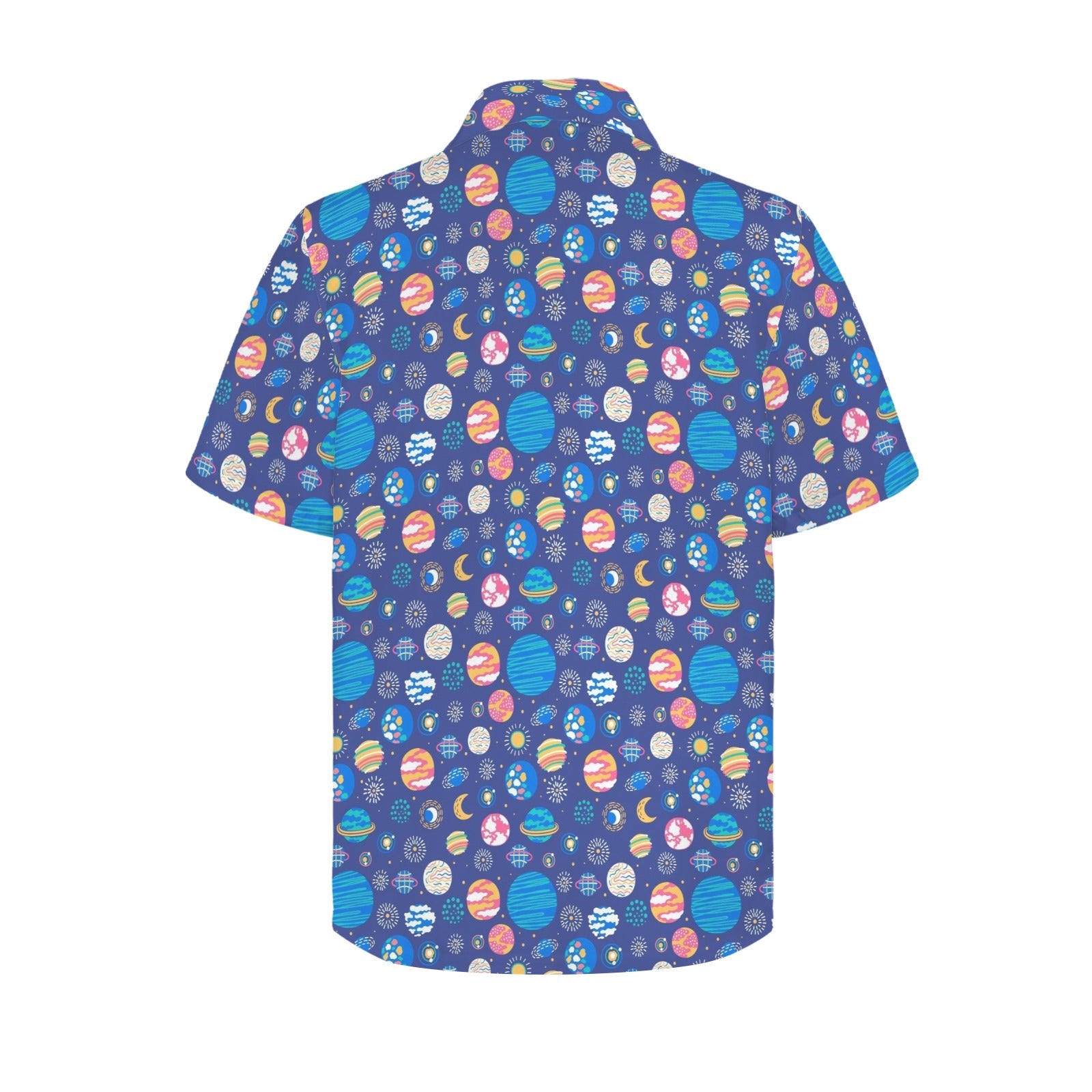 Planets On Blue Men's Hawaiian Shirt