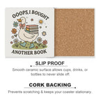Oops, I Bought Another Book, Goose - Ceramic Coasters (Square) Ceramic Coasters animal Printed Offshore Reading